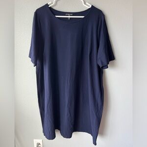Eileen Fisher navy blue short sleeve side zip tunic dress Women’s size 3X